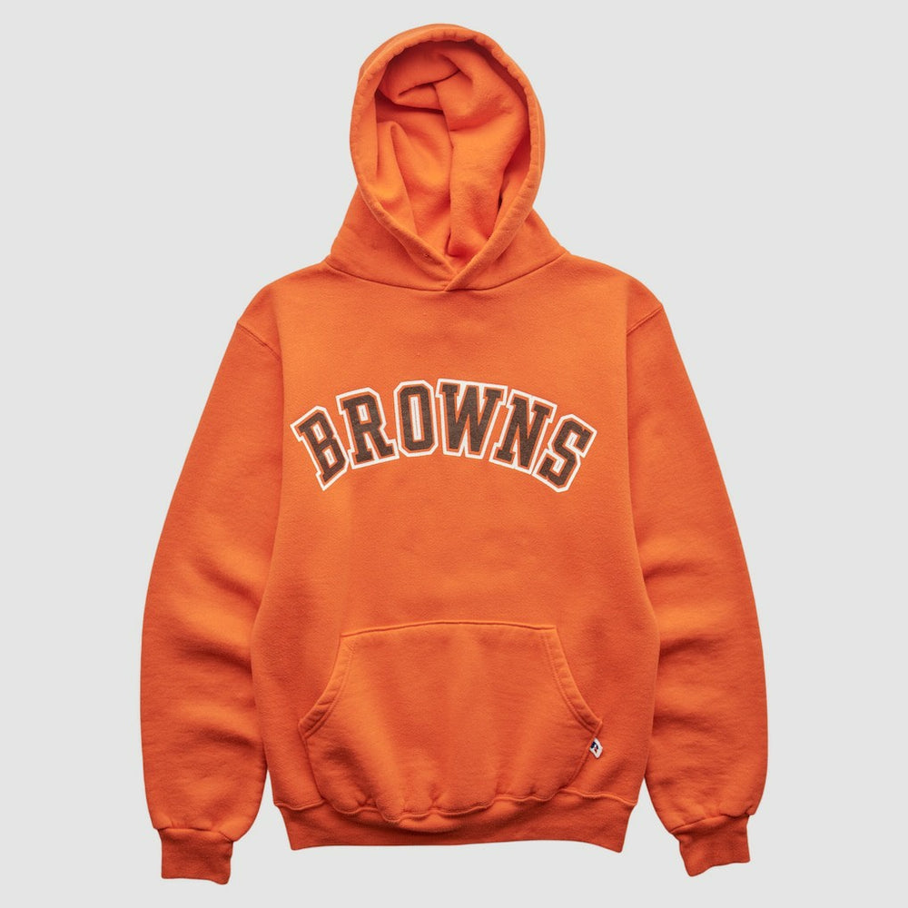Cleveland Browns Russell 90s Hooded Pullover Sweatshirt Orange Vintage