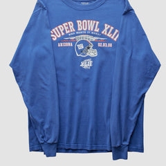 New York Giants Reebok 2008 Long Sleeve T-shirt Blue Vintage