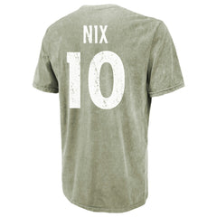 Bo Nix Denver Broncos Majestic Threads Mineral Wash Name & Number T-Shirt Moss Green