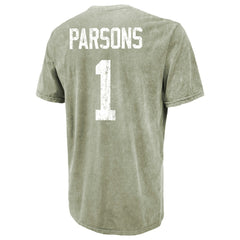 Micah Parsons Green Bay Packers Majestic Threads Mineral Wash Name & Number T-Shirt Moss Green