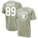 Brock Bowers Las Vegas Raiders Majestic Threads Mineral Wash Name & Number T-Shirt Moss Green