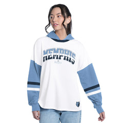 Memphis Grizzlies G-III 4Her by Carl Banks Women's Key Player Oversized Hooded Long Sleeve T-Shirt White/Blue