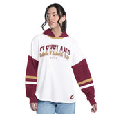 Cleveland Cavaliers G-III 4Her by Carl Banks Women's Key Player Oversized Hooded Long Sleeve T-Shirt White/Wine