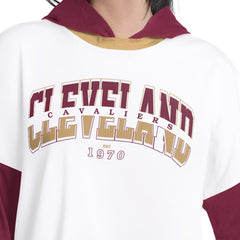 Cleveland Cavaliers G-III 4Her by Carl Banks Women's Key Player Oversized Hooded Long Sleeve T-Shirt White/Wine