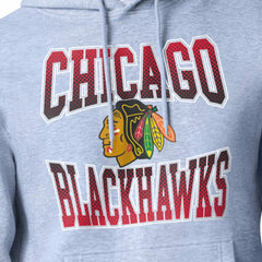 NHL Chicago Blackhawks Starter Comic Style Team Graphic Hoodie - Gray
