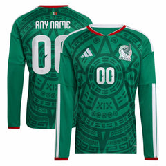 Mexico National Team 2026 Home Replica Long Sleeve Custom Jersey Green