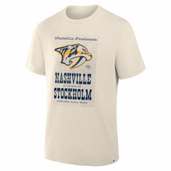 NHL Nashville Predators 2025 NHL Global Series Hometown To Stockholm Legacy T-Shirt - Cream