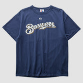 Milwaukee Brewers Majestic 2008 T-shirt - Navy - S by Fanatics Real Vintage T-shirts