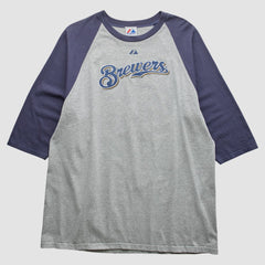 Milwaukee Brewers Majestic 2000s T-shirt - Gray - 2XL by Fanatics Real Vintage T-shirts