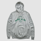 New York Jets NFL 2000s Hooded Pullover Sweatshirt Heather Gray Vintage