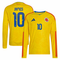 James Rodriguez Colombia National Team 2026 Home Replica Long Sleeve Jersey Yellow shop