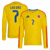 Luis Diaz Colombia National Team 2026 Home Replica Long Sleeve Jersey Yellow