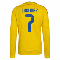 Luis Diaz Colombia National Team 2026 Home Replica Long Sleeve Jersey Yellow