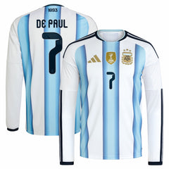Rodrigo De Paul Argentina National Team 2026 Home Replica Long Sleeve Jersey White