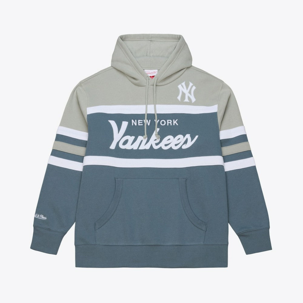 New York Yankees Mitchell & Ness Cooperstown Collection Thunderstorm Head Coach Hoodie - Gray Hoodies