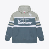 New York Yankees Mitchell & Ness Cooperstown Collection Thunderstorm Head Coach Hoodie - Gray Hoodies