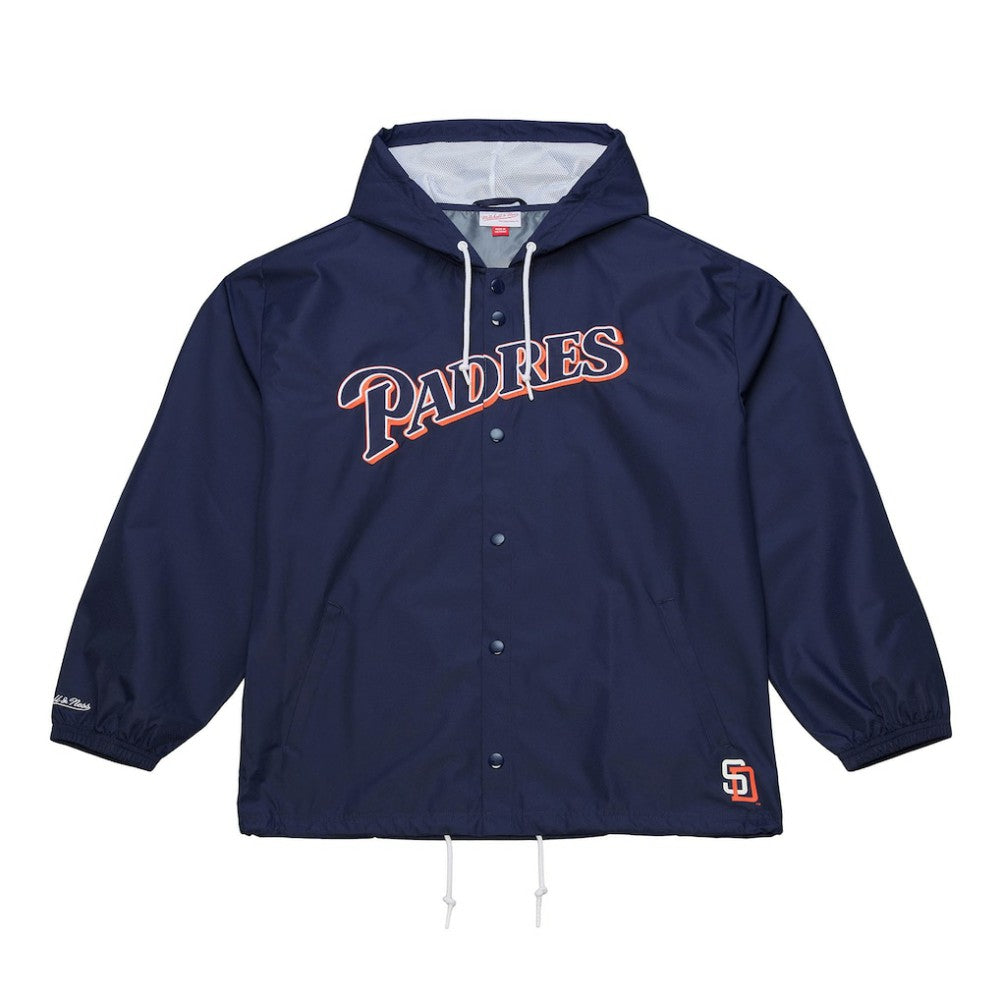 San Diego Padres Mitchell & Ness Full-Snap Hooded Coaches Jacket - Navy Jackets