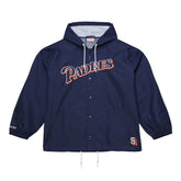 San Diego Padres Mitchell & Ness Full-Snap Hooded Coaches Jacket - Navy Jackets
