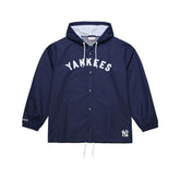New York Yankees Mitchell & Ness Full-Snap Hooded Coaches Jacket - Navy Jackets