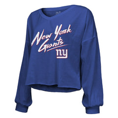 Cam Skattebo New York Giants Majestic Threads Women's Script Name & Number Long Sleeve T-Shirt Royal