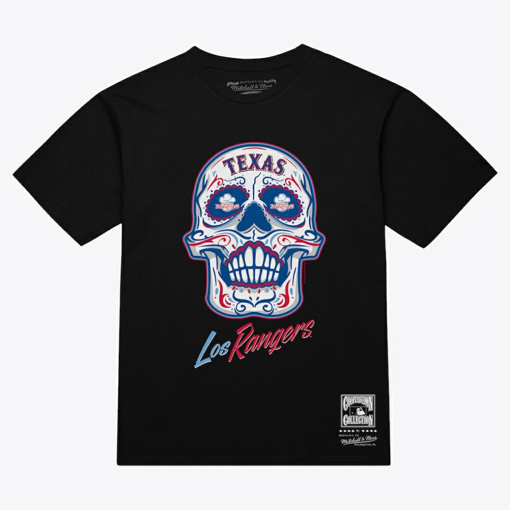 Texas Rangers Mitchell & Ness Women's Sugar Skull Boxy T-Shirt - Black T-shirts