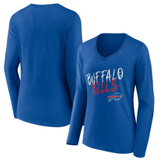 Buffalo Bills Women's Hustle Long Sleeve V-Neck T-Shirt Royal