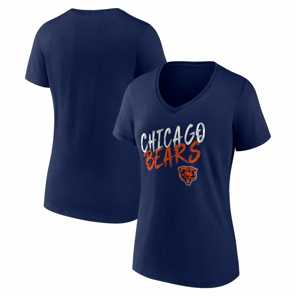 Chicago Bears Women's Hustle V-Neck T-Shirt Navy
