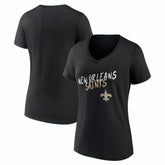 New Orleans Saints Women's Hustle V-Neck T-Shirt Black