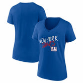 New York Giants Women's Hustle V-Neck T-Shirt Royal