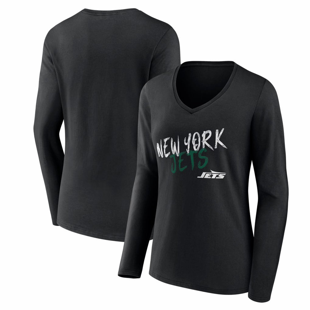 New York Jets Women's Hustle Long Sleeve V-Neck T-Shirt Black