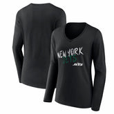 New York Jets Women's Hustle Long Sleeve V-Neck T-Shirt Black
