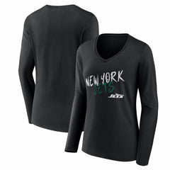 New York Jets Women's Hustle Long Sleeve V-Neck T-Shirt Black