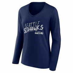 Seattle Seahawks Women's Hustle Long Sleeve V-Neck T-Shirt College Navy