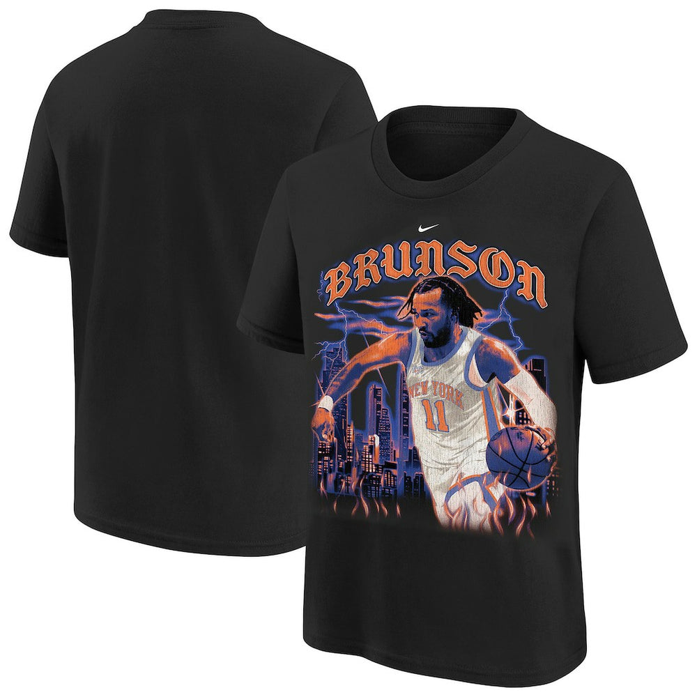 Jalen Brunson New York Knicks Youth City Edition Player T-Shirt Black