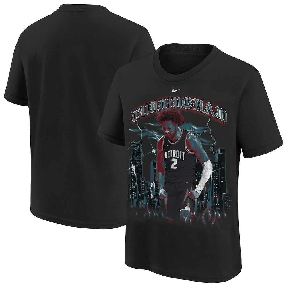 Cade Cunningham Detroit Pistons Youth City Edition Player T-Shirt Black