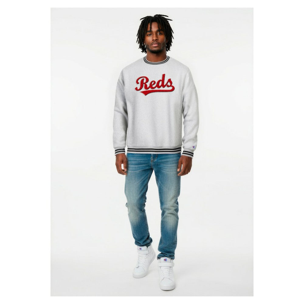 Cincinnati Reds Champion Reverse Weave Sweatshirt - Heather Gray Sweatshirts