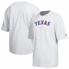 Texas Rangers Champion All Star Arched Chenille Wordmark T-Shirt - White T-shirts