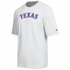 Texas Rangers Champion All Star Arched Chenille Wordmark T-Shirt - White T-shirts