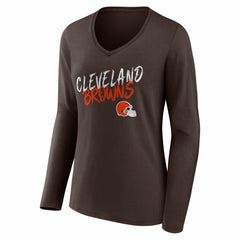 Cleveland Browns Women's Hustle Long Sleeve V-Neck T-Shirt Brown