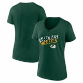 Green Bay Packers Women's Hustle V-Neck T-Shirt Green