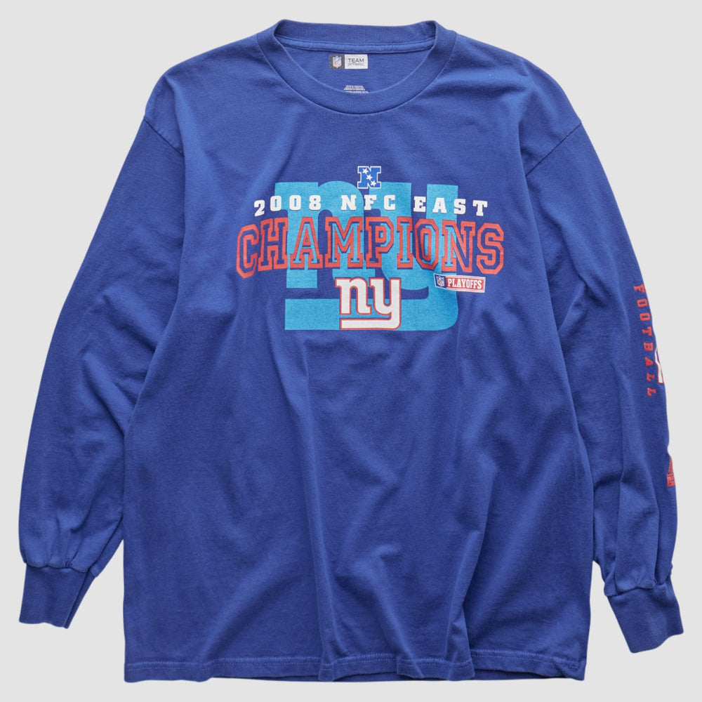 New York Giants NFL 2008 Long Sleeve T-shirt Blue Vintage