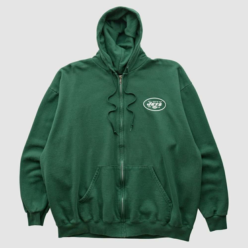 New York Jets NFL 2000s Hooded Full Zip Sweatshirt Green Vintage
