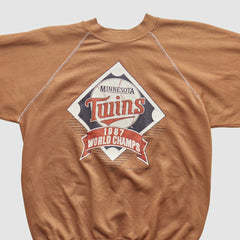 Minnesota Twins Trench 1987 Pullover Sweatshirt - Tan - XS by Fanatics Real Vintage Pullover