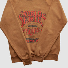Minnesota Twins Fun Fleece 1987 Pullover Sweatshirt - Brown - XXS by Fanatics Real Vintage Pullover