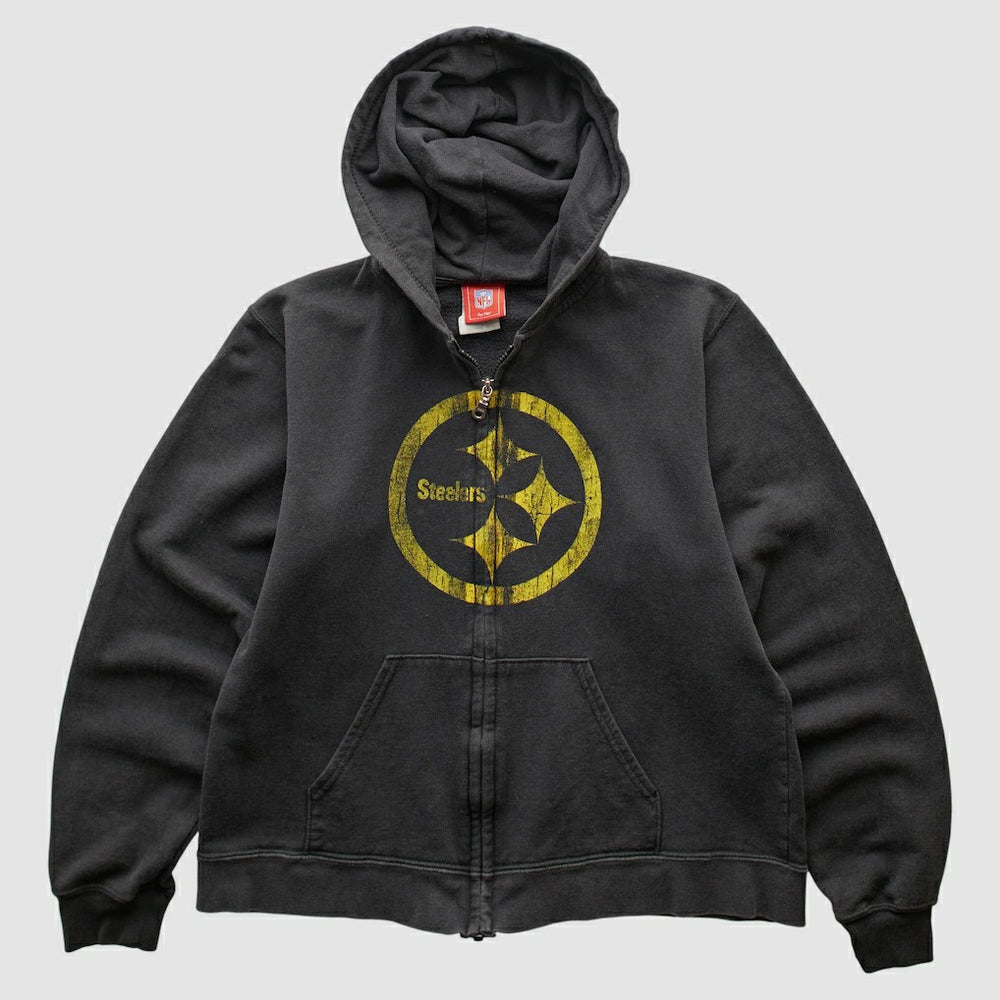 Pittsburgh Steelers NFL 2000s Hooded Full Zip Sweatshirt Black Vintage
