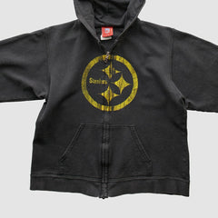 Pittsburgh Steelers NFL 2000s Hooded Full Zip Sweatshirt Black Vintage