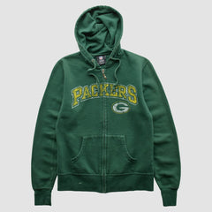 Green Bay Packers NFL 2010s Hooded Full Zip Sweatshirt Green Vintage