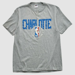 Charlotte Hornets Trench 90s T-shirt Heather Gray Vintage