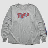 Minnesota Twins Lee Apparel 2000s Long Sleeve T-shirt - Heather Gray - M by Fanatics Real Vintage T-shirts