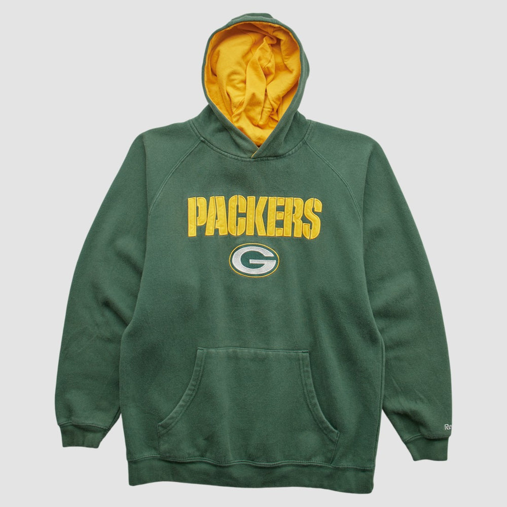 Green Bay Packers Reebok 2000s Hooded Pullover Sweatshirt Green Vintage
